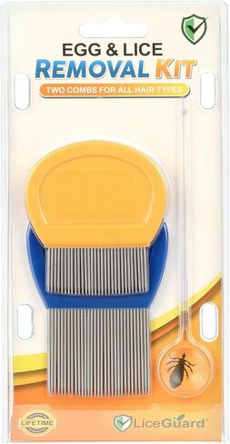 مجموعة مشط القمل، 2 × أمشاط من الفولاذ المقاوم للصدأ و1 × أداة مكبرة، تزيل القمل والصئبان والبيض بسرعة، مناسبة للأطفال والكبار، لجميع أنواع الشعر in Kuwait