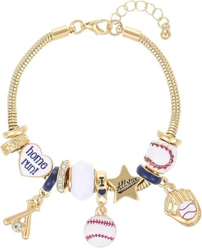 Baseball Charm Bracelets for Women | Gold Baseball Bracelets | Sport Jewelry Gift for Fan Team in Saudi Arabia