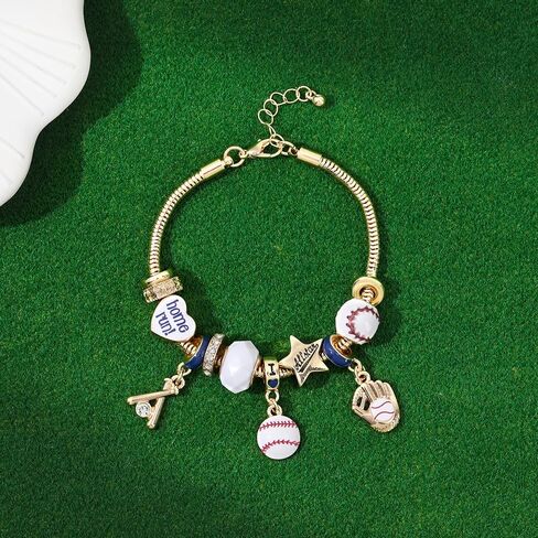 Baseball Charm Bracelets for Women | Gold Baseball Bracelets | Sport Jewelry Gift for Fan Team in Saudi Arabia