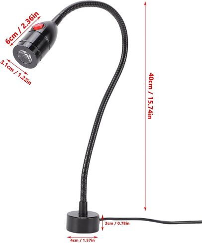 Garosa LED Machine Light 3W 1000LM 6000K مصباح عمل أبيض مرن معقوفة مع قاعدة مغناطيسية IP65 مقاومة للماء لمخرطة ورشة عمل CNC (سبائك الألومنيوم + سبائك الصلب) in Saudi Arabia