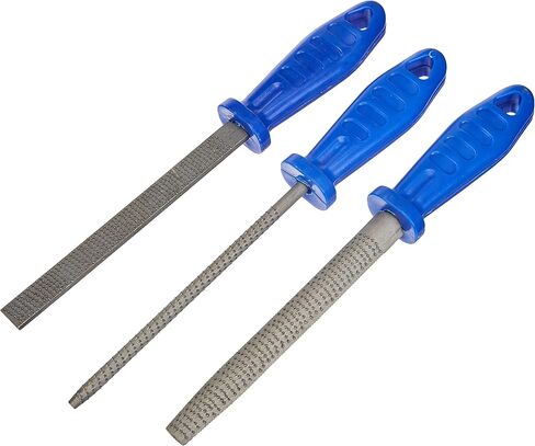 Honsell Riffle Set, 3 Rasps with Plastic Handle, Half Round and 1 Flat for Coarse Soapstone Processing Blade 15-20 cm Long, Colourful, One Size in Kuwait