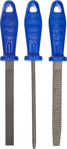 Honsell Riffle Set, 3 Rasps with Plastic Handle, Half Round and 1 Flat for Coarse Soapstone Processing Blade 15-20 cm Long, Colourful, One Size in Kuwait