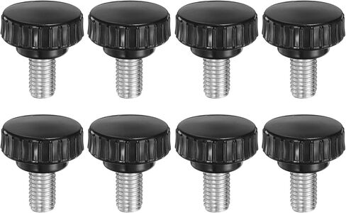 uxcell 8pcs Knurled Clamping Knobs M10 x 16mm Metric Zinc Plated Carbon Steel Male Thread Thumb Screw on Type 30mm Plastic Round Head Threaded Hand Bolt Stud Knobs Black in Saudi Arabia