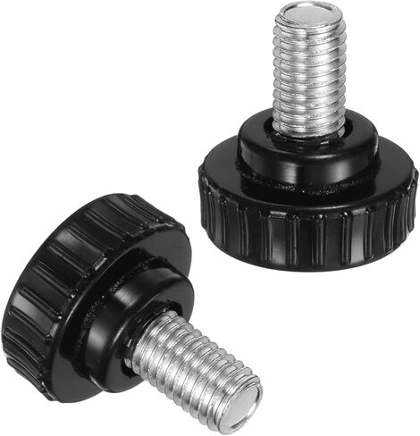 uxcell 8pcs Knurled Clamping Knobs M10 x 16mm Metric Zinc Plated Carbon Steel Male Thread Thumb Screw on Type 30mm Plastic Round Head Threaded Hand Bolt Stud Knobs Black in Saudi Arabia