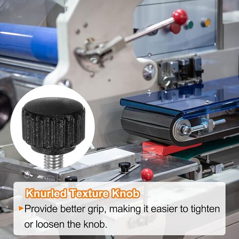 20pcs Knurled Clamping Knobs Thumb Screws M5 x 10mm Metric Male Thread 16mm Matte Plastic Head 304 Stainless Steel Stud Hand Threaded Knob Thumbscrew Handle, Black in Saudi Arabia