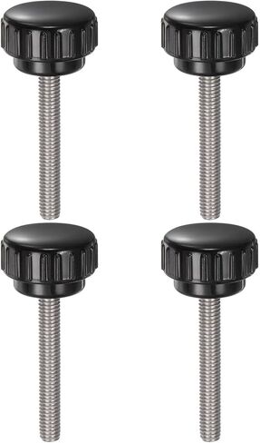 4pcs Knurled Clamping Knobs M6 x 40mm Metric 304 Stainless Steel Male Thread Thumb Screw on Type 25mm Plastic Round Head Threaded Hand Bolt Stud Knobs Black in Saudi Arabia