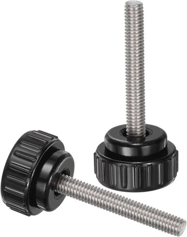 4pcs Knurled Clamping Knobs M6 x 40mm Metric 304 Stainless Steel Male Thread Thumb Screw on Type 25mm Plastic Round Head Threaded Hand Bolt Stud Knobs Black in Saudi Arabia