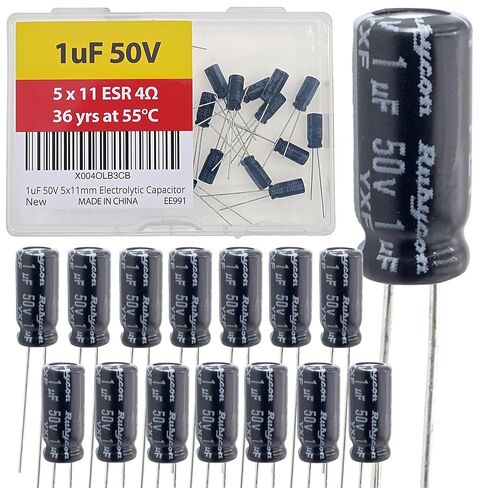 1000uF 25V 10x20mm Rubycon Electrolytic Capacitor Low ESR 0.046Ω Long Life 36yrs at 55 Degree C mfd mircofarad Micro Farad Radial Lead Aluminum Capacitors (Pack of 10) in Saudi Arabia