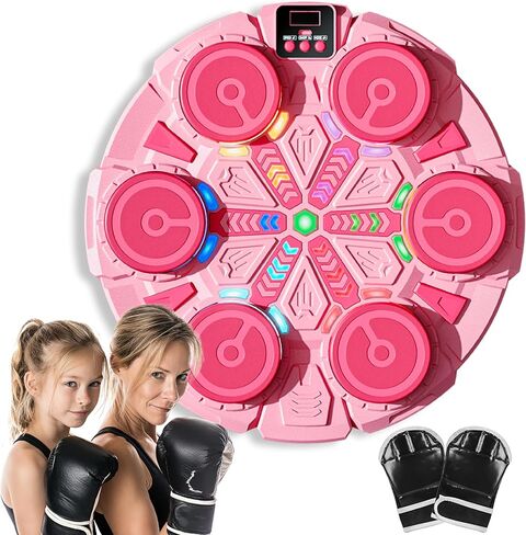 Music Punching Machine for Kids and Adult—Bluetooth Wall Boxing Workout Equipment with Upgraded Rhythm Lights & Gloves & Pad, Sport Toys Gifts for 6,7,8,9,10+ Year Old Boys Girls Home Funny Exercise in Kuwait