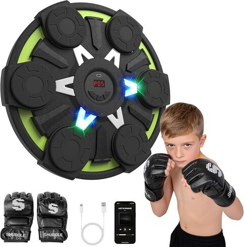 Music Boxing Machine for Kids & Adults - Wall Punching Pad with Lighting, 9-Speed Bluetooth Boxing Game with Gloves, Wall Mounted Exercise Equipment, 2026 Upgrade Boxing Equipment for Kids Age 6+ in Kuwait
