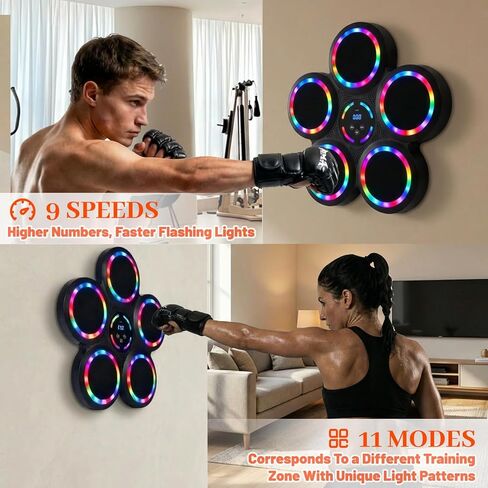 Music Boxing Machine, Smart Wall Mounted Music Punching Machine for Adults, Interactive Boxing Training Equipment with Gloves for Home, Office and Gym (RGB Light) in Saudi Arabia