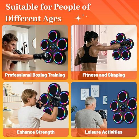 Music Boxing Machine, Smart Wall Mounted Music Punching Machine for Adults, Interactive Boxing Training Equipment with Gloves for Home, Office and Gym (RGB Light) in Saudi Arabia