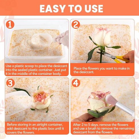 جل السيليكا لتجفيف الزهور 6 رطل، بلورات جل السيليكا لتجفيف الزهور <1 مم، جل السيليكا لتجفيف الزهور، لون قابل لإعادة الاستخدام، مجموعة تجفيف الزهور، صندوق، فرش، قفازات ومغرفة، DIY الزفاف in Kuwait