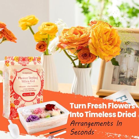 جل السيليكا لتجفيف الزهور 6 رطل، بلورات جل السيليكا لتجفيف الزهور <1 مم، جل السيليكا لتجفيف الزهور، لون قابل لإعادة الاستخدام، مجموعة تجفيف الزهور، صندوق، فرش، قفازات ومغرفة، DIY الزفاف in Kuwait