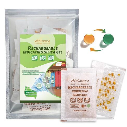 ADSorbco 5 Gram (50 Pack) Silica Gel Packets - Desiccant Packs for Storage, Moisture Absorbers for Food, Rechargeable, Orange-to-Green & White Blend for Food Storage, Electronics, Jewelry, Safes in Saudi Arabia