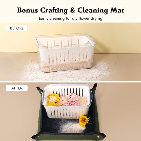 حاوية تجفيف زهور كبيرة من جل السيليكا سعة 10 لتر من أبوفكس مع قفازات حصيرة التنظيف ومجرفة وقناع، خطوة واحدة لاستعادة الزهور المجففة للحرف اليدوية، مجموعة الحفاظ على الزهور (بلورات جل السيليكا غير متضمنة) in Kuwait