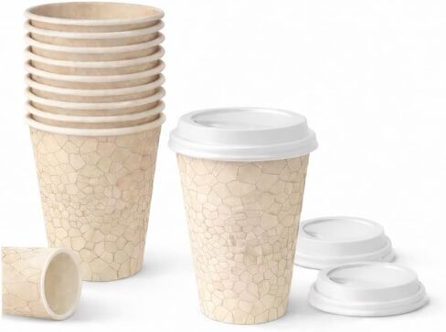 20 oz Disposable Coffee Cups with Lids, 50 Pack, Hot & Cold Paper Cups for Coffee, Tea & Drinks, Heavy Duty Leak-Proof in Saudi Arabia