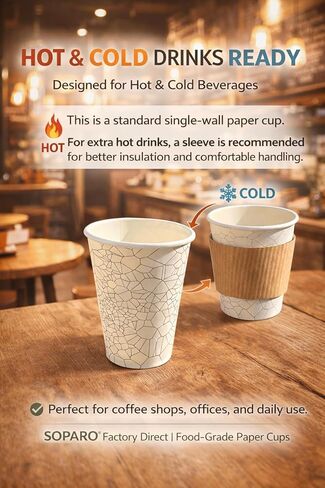 20 oz Disposable Coffee Cups with Lids, 50 Pack, Hot & Cold Paper Cups for Coffee, Tea & Drinks, Heavy Duty Leak-Proof in Saudi Arabia