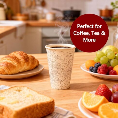 20 oz Disposable Coffee Cups with Lids, 50 Pack, Hot & Cold Paper Cups for Coffee, Tea & Drinks, Heavy Duty Leak-Proof in Saudi Arabia