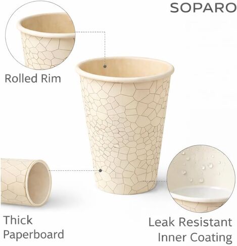 20 oz Disposable Coffee Cups with Lids, 50 Pack, Hot & Cold Paper Cups for Coffee, Tea & Drinks, Heavy Duty Leak-Proof in Saudi Arabia