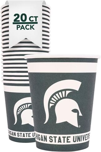Desert Cactus Michigan State University Paper Cups MSU Spartans 20 Count 9 ounce Cold Beverage Cups for Tailgates, Graduation and Events (Design A) in Saudi Arabia