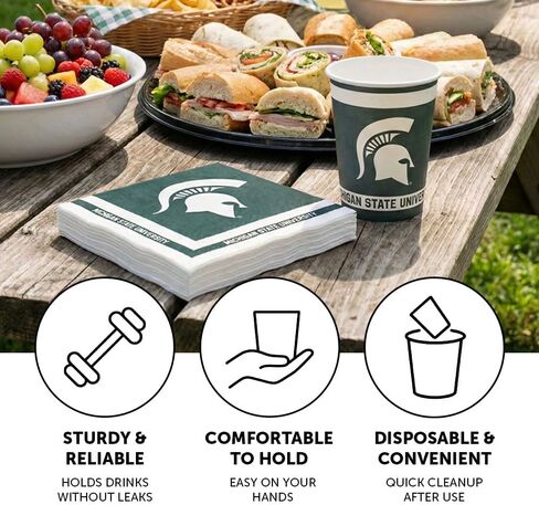 Desert Cactus Michigan State University Paper Cups MSU Spartans 20 Count 9 ounce Cold Beverage Cups for Tailgates, Graduation and Events (Design A) in Saudi Arabia