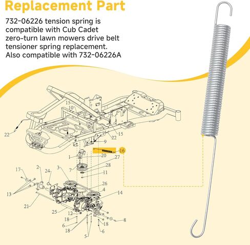 732-06226 Extension Spring Replacement Compatible with Cub Cadet Ultima ZT1/ZT2 42" 46" 50" 54" 60" Mower Tension Spring,Deck Drive Belt Tensioner Idler Return Spring for Zero-Turn Lawn Mowers in Kuwait