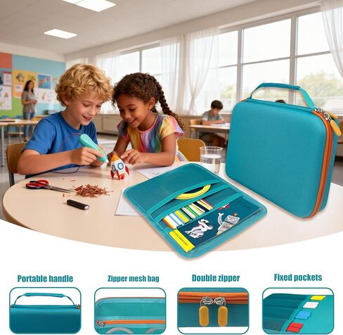 Hard Case Compatible with NEW 3Doodler Start+ Essentials (2024), Educational STEM Toy Durable Box Storage 3D Pen for Kids,Hold 3D Pen Filament Filaments and Accessories (Green) in Kuwait