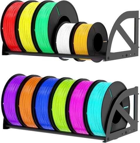 Demao 3D Printer Filament Rack, 2 Pack Wall-Mounted Filament Holder for 3D Printer Spool Storage up to 12 Rolls, Metal 3D Filament Storage Rack for Home Office Studio in Kuwait
