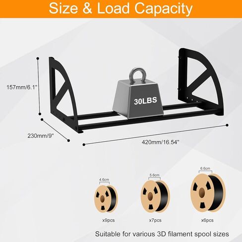 Demao 3D Printer Filament Rack, 2 Pack Wall-Mounted Filament Holder for 3D Printer Spool Storage up to 12 Rolls, Metal 3D Filament Storage Rack for Home Office Studio in Kuwait