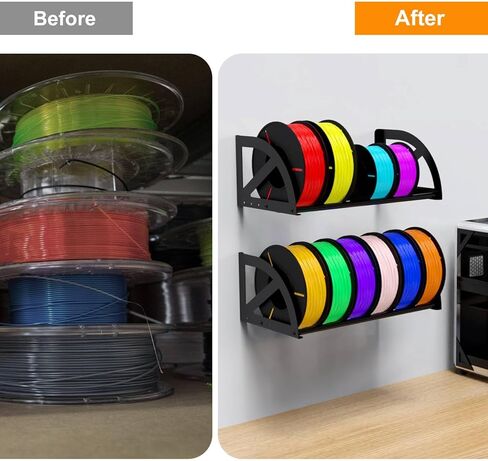 Demao 3D Printer Filament Rack, 2 Pack Wall-Mounted Filament Holder for 3D Printer Spool Storage up to 12 Rolls, Metal 3D Filament Storage Rack for Home Office Studio in Kuwait