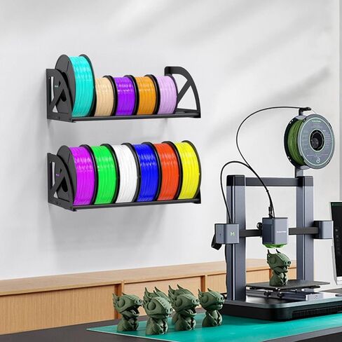 Demao 3D Printer Filament Rack, 2 Pack Wall-Mounted Filament Holder for 3D Printer Spool Storage up to 12 Rolls, Metal 3D Filament Storage Rack for Home Office Studio in Kuwait