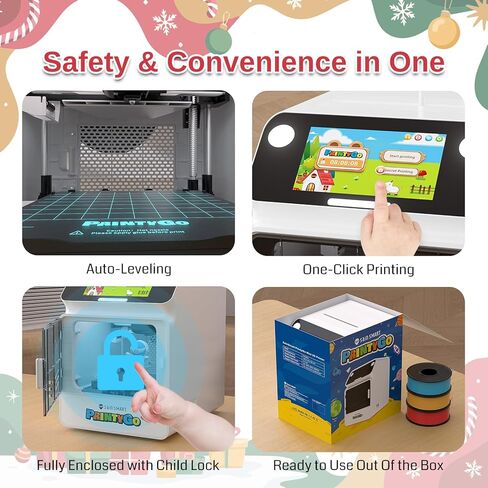 طابعة SainSmart PrintyGo Mini ثلاثية الأبعاد للأطفال، طابعة تسوية تلقائية 600 مم/ثانية للمبتدئين مع شاشة لمس 5 بوصات، أكثر من 1500 نموذج، تصميم آمن على الأطفال، تحكم في Wi-Fi/التطبيق، تم تجميعها مسبقًا لهدايا تعلم العلوم والتكنولوجيا والهندسة والرياضيات in Kuwait