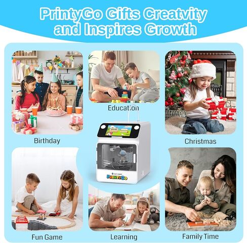 طابعة SainSmart PrintyGo Mini ثلاثية الأبعاد للأطفال، طابعة تسوية تلقائية 600 مم/ثانية للمبتدئين مع شاشة لمس 5 بوصات، أكثر من 1500 نموذج، تصميم آمن على الأطفال، تحكم في Wi-Fi/التطبيق، تم تجميعها مسبقًا لهدايا تعلم العلوم والتكنولوجيا والهندسة والرياضيات in Kuwait