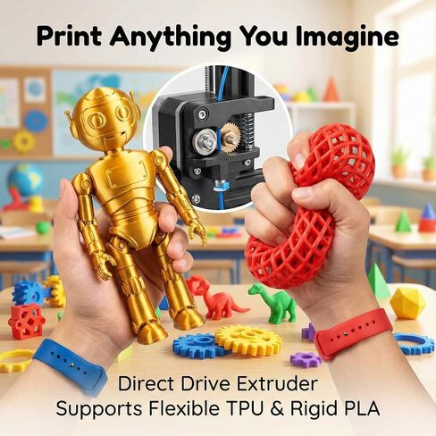 طابعة M1 Mini ثلاثية الأبعاد للأطفال والمبتدئين، هدية مثالية للعلوم والتكنولوجيا والهندسة والرياضيات، تسوية تلقائية ذكية، طباعة دقيقة وعالية السرعة، طارد محرك مباشر، متوافق مع خيوط PLA/TPU in Kuwait
