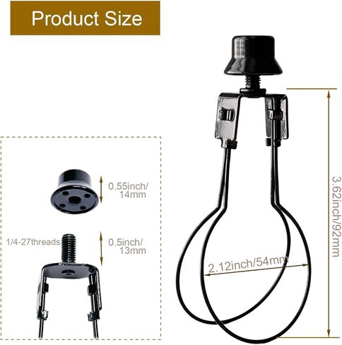 2-Pack Black Bulb Clip Adapter | Clip-On Lamp Shade Holder No Harp Needed E26/E27 with Levelers in Saudi Arabia