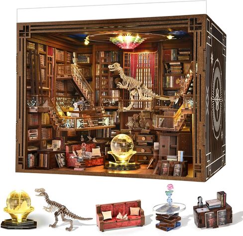 Book Nook Kit ، DIY Miniature Dollhouse BookNook Kit ، 3D Wooden Puzzle Bookend Reshelf Insert Decor in Kuwait