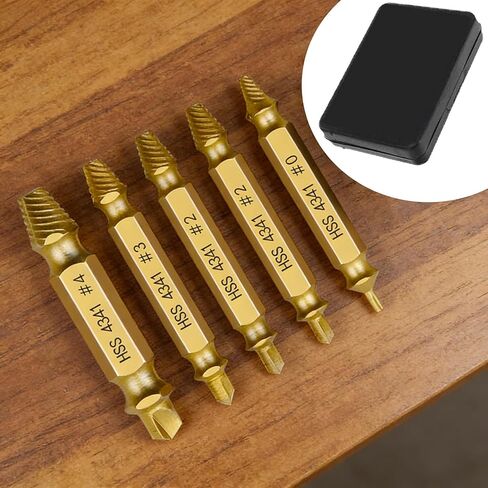 6 Piece Damaged Screw Extractor Set Gold Titanium Plated Hss 4341 Stripped Broken Bolt Remover Drill Bit Kit with Storage Box (Pack of 6) in Saudi Arabia