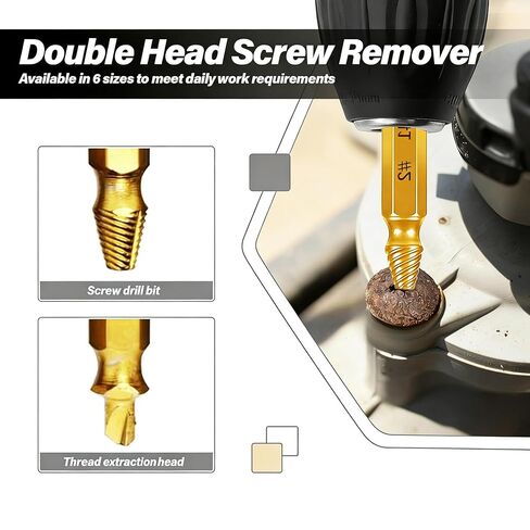6 Piece Damaged Screw Extractor Set Gold Titanium Plated Hss 4341 Stripped Broken Bolt Remover Drill Bit Kit with Storage Box (Pack of 6) in Saudi Arabia