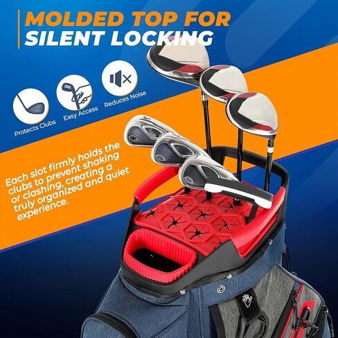 Golf Cart Bag with Rubber Grip Top Rigid Inner Shell, Quiet & Safe 15 Way Organizer Full-Length Dividers, Lightweight Cart Bag with Cooler Pockets, Handles for Men and Women in Kuwait