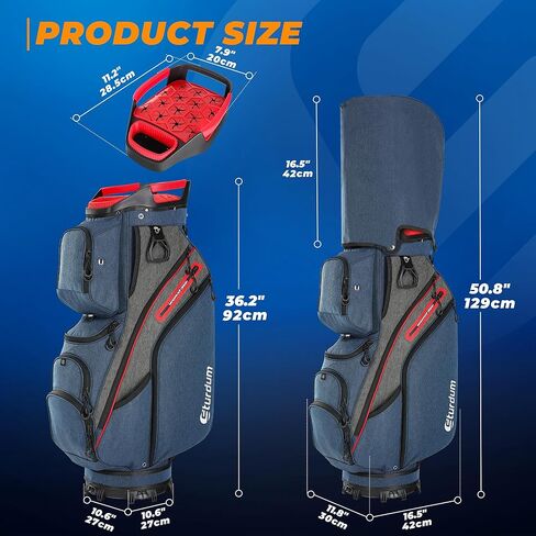 Golf Cart Bag with Rubber Grip Top Rigid Inner Shell, Quiet & Safe 15 Way Organizer Full-Length Dividers, Lightweight Cart Bag with Cooler Pockets, Handles for Men and Women in Kuwait