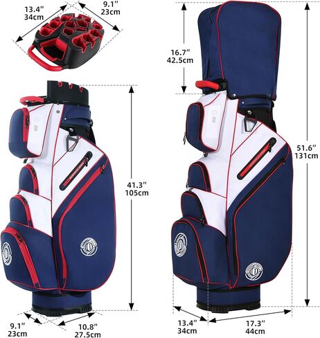 T-Lock Golf Cart Bag, 14 Way Molded Organizer Top Club Bag with Full-Length Dividers, Silent Cart Bags for Men with Handles Ergonomic Padded Strap, Avocado Green in Kuwait