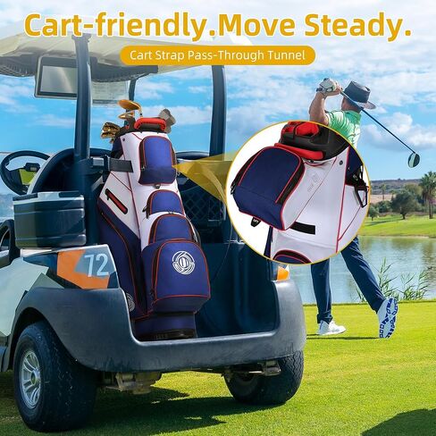 T-Lock Golf Cart Bag, 14 Way Molded Organizer Top Club Bag with Full-Length Dividers, Silent Cart Bags for Men with Handles Ergonomic Padded Strap, Avocado Green in Kuwait