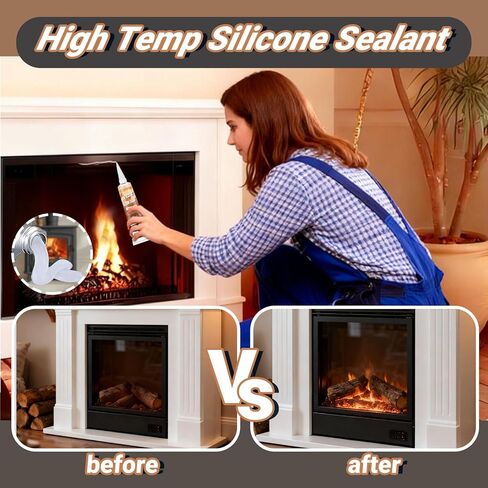 High Heat Silicone Sealant Set, 100ml Clear Heat Resistant Glue, High Temp Silicone Sealant,Strong Sealing Adhesive Waterproof for Fireplace, Oven, Microwave, Stove, Cooktop, Grill(1.69floz*2) in Kuwait