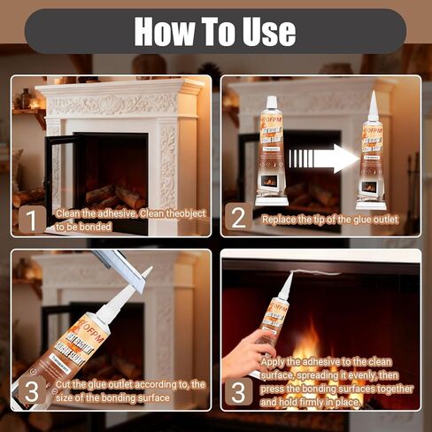 High Heat Silicone Sealant Set, 100ml Clear Heat Resistant Glue, High Temp Silicone Sealant,Strong Sealing Adhesive Waterproof for Fireplace, Oven, Microwave, Stove, Cooktop, Grill(1.69floz*2) in Kuwait