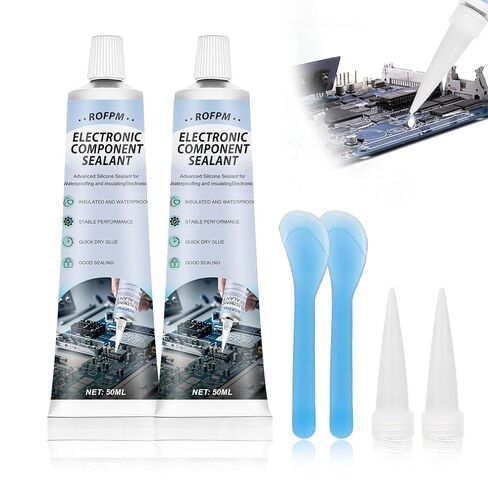 Electronics Silicone Sealant 100ml, Clear Conformal Coating for Electronic Waterproof Silicone Adhesive, Fast Drying Glue for Circuit Boards, Appliance Control Boards, LED Lamps(1.69floz*2) in Kuwait