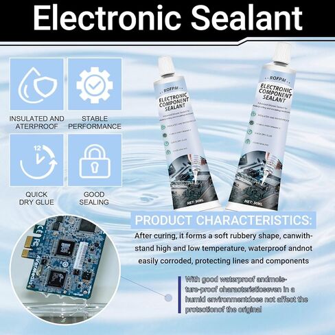 Electronics Silicone Sealant 100ml, Clear Conformal Coating for Electronic Waterproof Silicone Adhesive, Fast Drying Glue for Circuit Boards, Appliance Control Boards, LED Lamps(1.69floz*2) in Kuwait