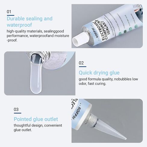 Electronics Silicone Sealant 100ml, Clear Conformal Coating for Electronic Waterproof Silicone Adhesive, Fast Drying Glue for Circuit Boards, Appliance Control Boards, LED Lamps(1.69floz*2) in Kuwait
