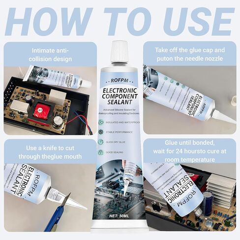Electronics Silicone Sealant 100ml, Clear Conformal Coating for Electronic Waterproof Silicone Adhesive, Fast Drying Glue for Circuit Boards, Appliance Control Boards, LED Lamps(1.69floz*2) in Kuwait
