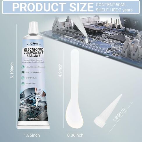 Electronics Silicone Sealant 100ml, Clear Conformal Coating for Electronic Waterproof Silicone Adhesive, Fast Drying Glue for Circuit Boards, Appliance Control Boards, LED Lamps(1.69floz*2) in Kuwait